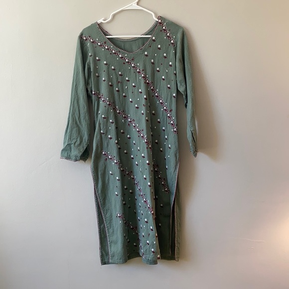 Olive Patterned Dress - Picture 1 of 4